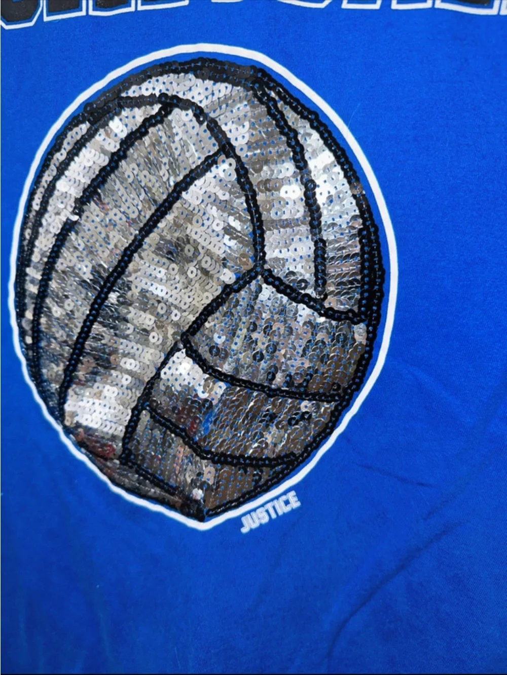 Justice Blue & Gray Volleyball Sequin shirt